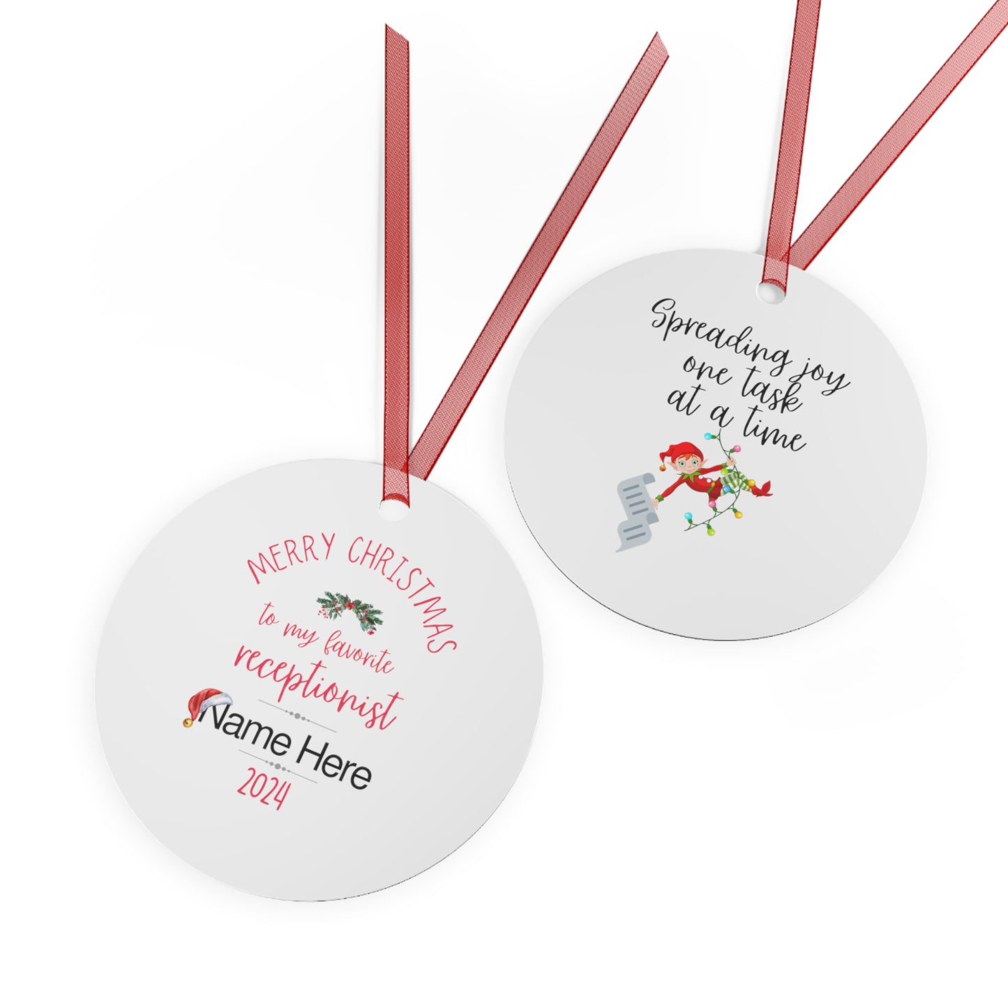Personalized Metal Ornaments "My Favorite Receptionist" to Show Appreciation