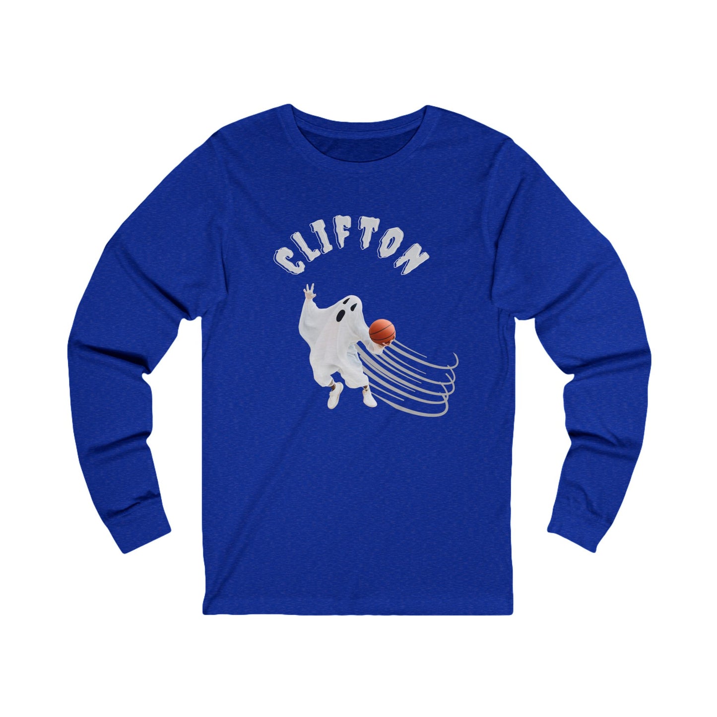 Personalized Basketball Ghost for Halloween Fun Long Sleeve Tee Shirt - Men's
