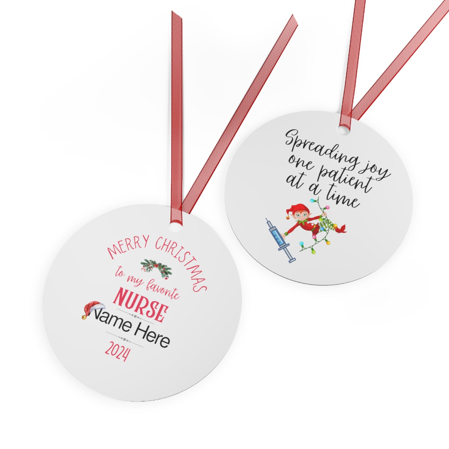Personalized Metal Ornaments "My Favorite Nurse" to Show Appreciation