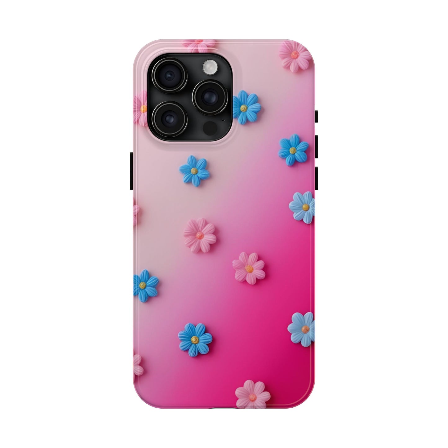 Phone Case - 3D Flowers on Pink Ombre Design