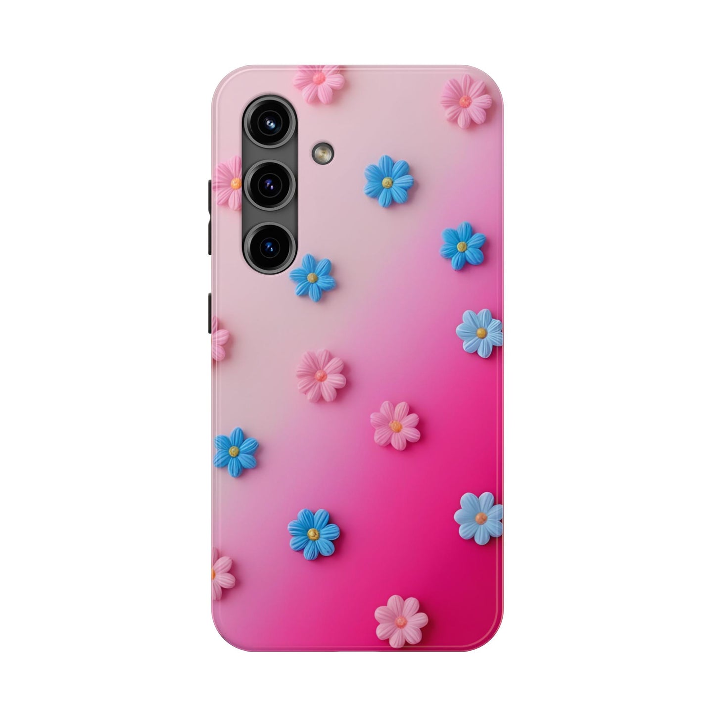 Phone Case - 3D Flowers on Pink Ombre Design