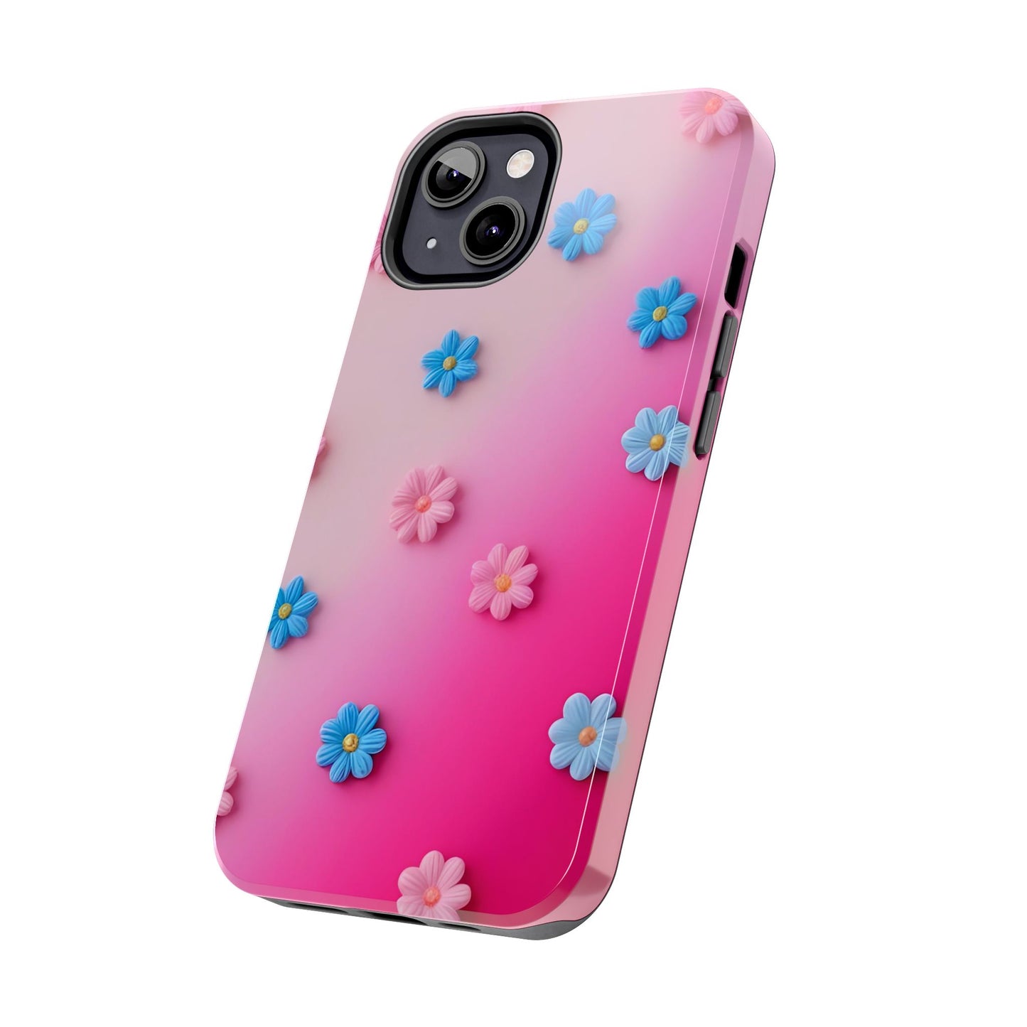 Phone Case - 3D Flowers on Pink Ombre Design