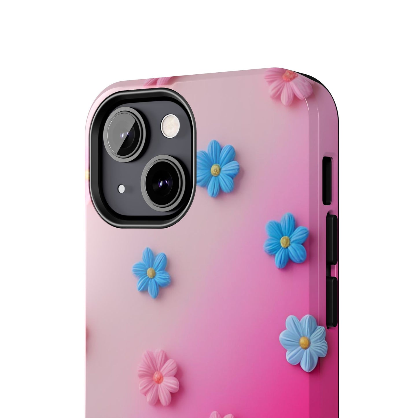 Phone Case - 3D Flowers on Pink Ombre Design