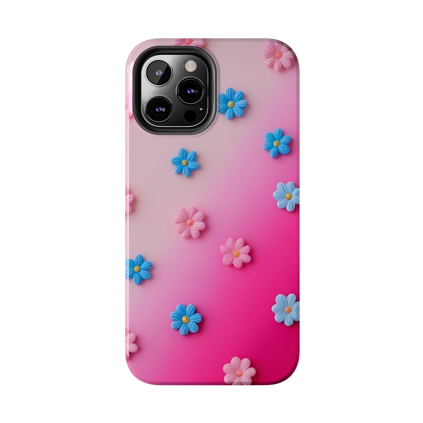 Phone Case - 3D Flowers on Pink Ombre Design