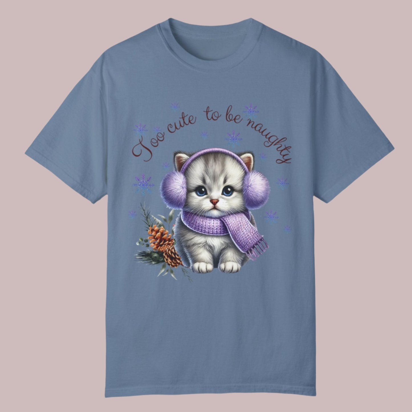 Too Cute to Be Naughty - Kitten in Ear-muffs & Scarf T-shirt For Women
