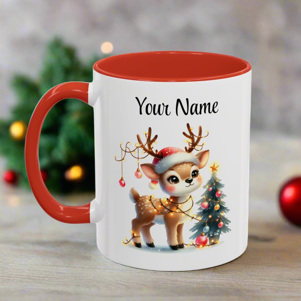 Personalized Coffee Mug Vintage Reindeer Design (11oz or15oz) Christmas Mug - Design #11