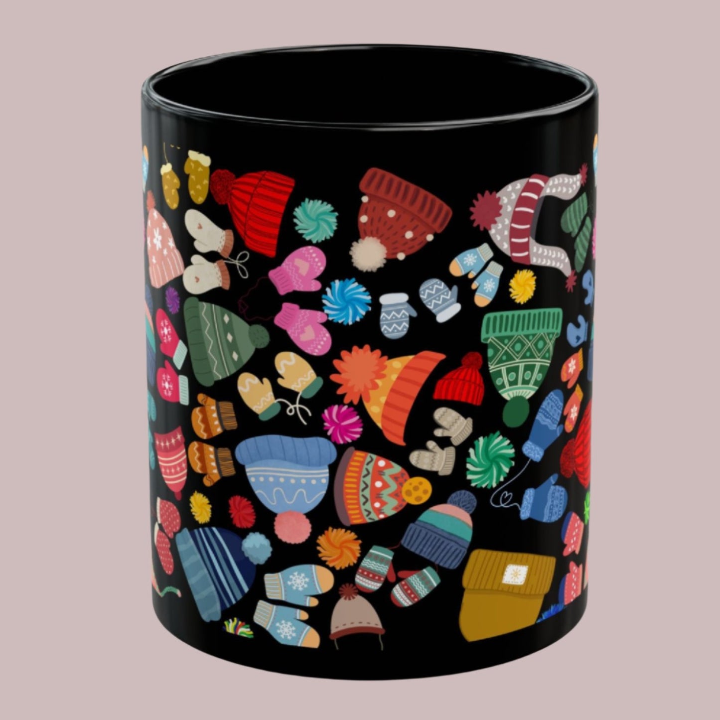 Mug - Colorful Variety of Beanies, Mittens, Trapper Hats and Pom-Poms