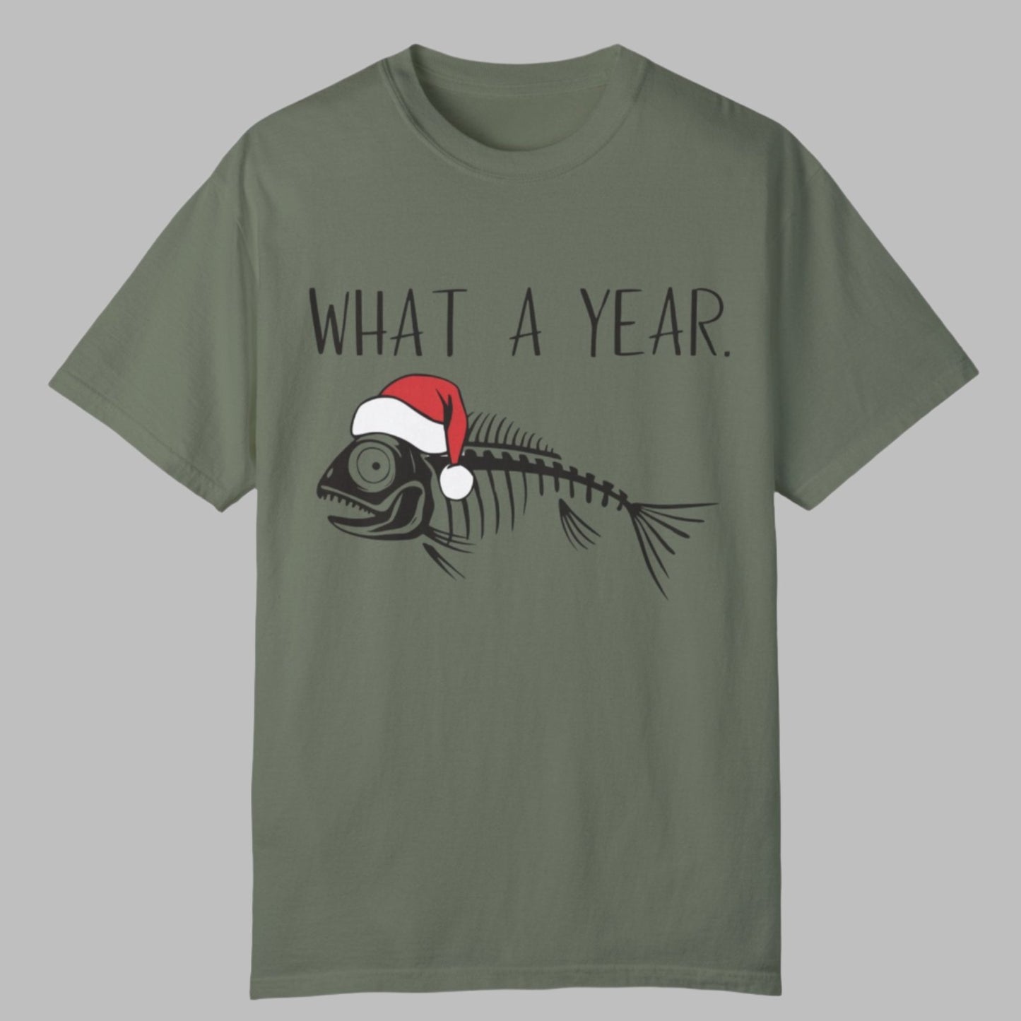 Fish Skeleton "What a Year" Christmas Tee - Women