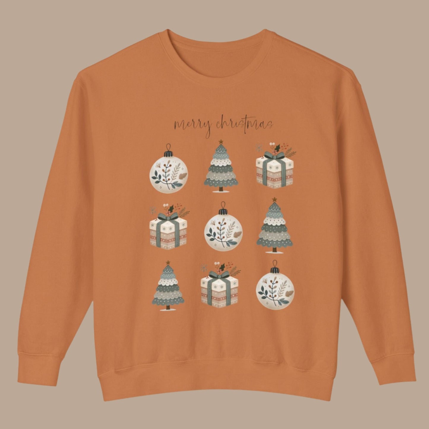 Christmas Lightweight Crewneck Sweatshirt - Merry Christmas Design