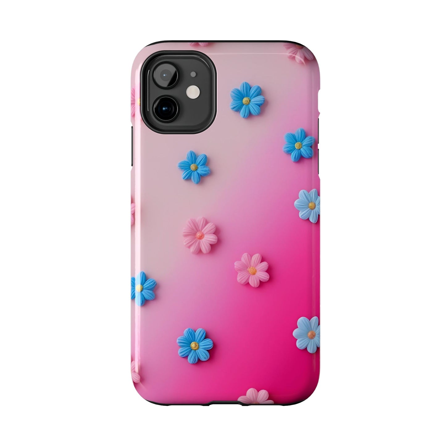 Phone Case - 3D Flowers on Pink Ombre Design