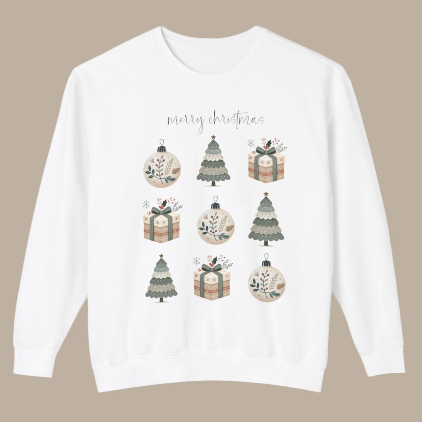 Christmas Lightweight Crewneck Sweatshirt - Merry Christmas Design