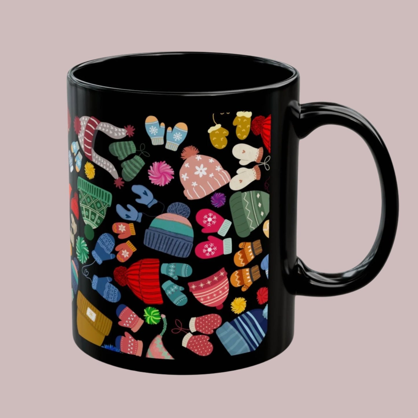 Mug - Colorful Variety of Beanies, Mittens, Trapper Hats and Pom-Poms