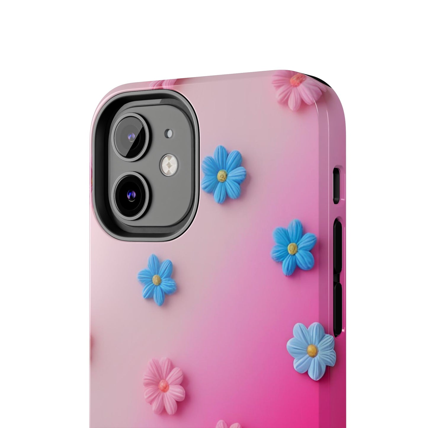 Phone Case - 3D Flowers on Pink Ombre Design