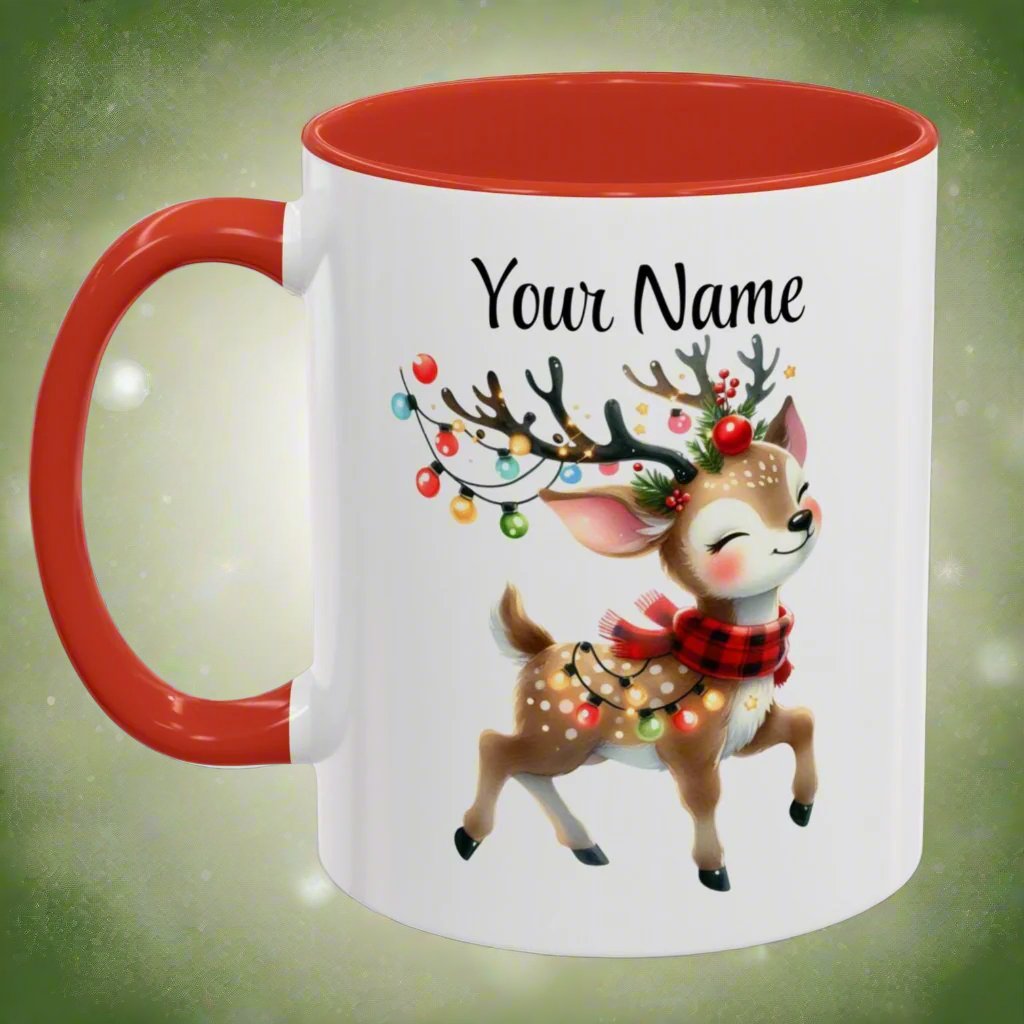 Vintage Reindeer Personalized Mug Design (11oz or 15oz) Christmas Mug - Design #2