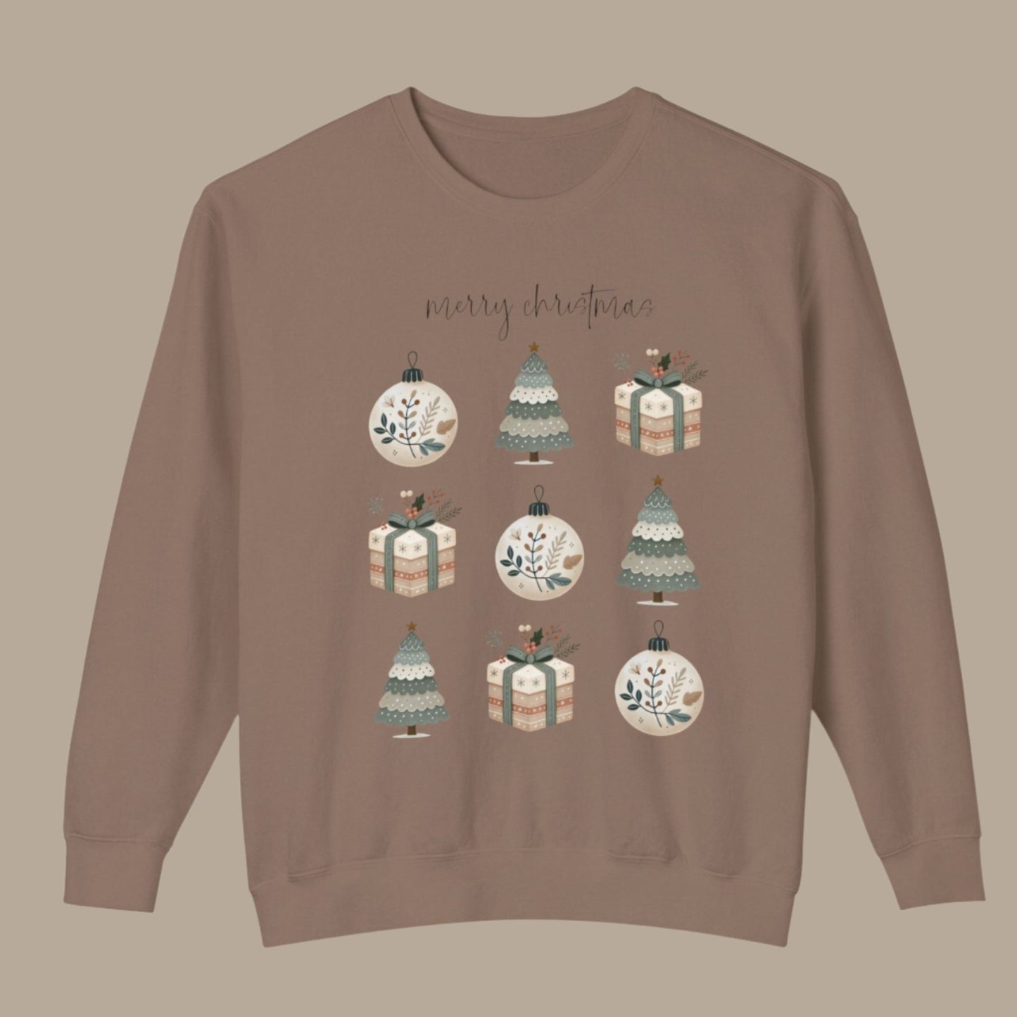 Christmas Lightweight Crewneck Sweatshirt - Merry Christmas Design