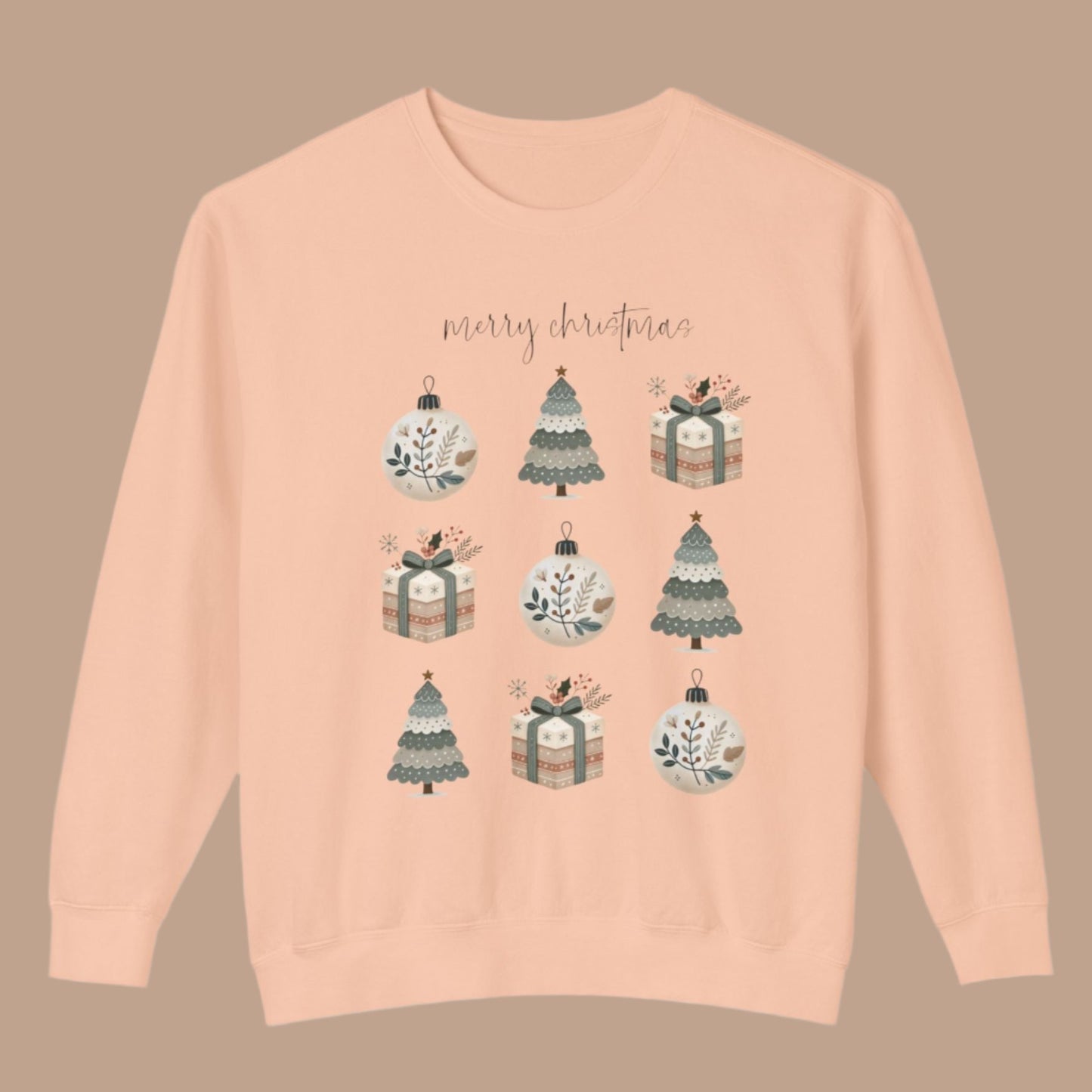 Christmas Lightweight Crewneck Sweatshirt - Merry Christmas Design