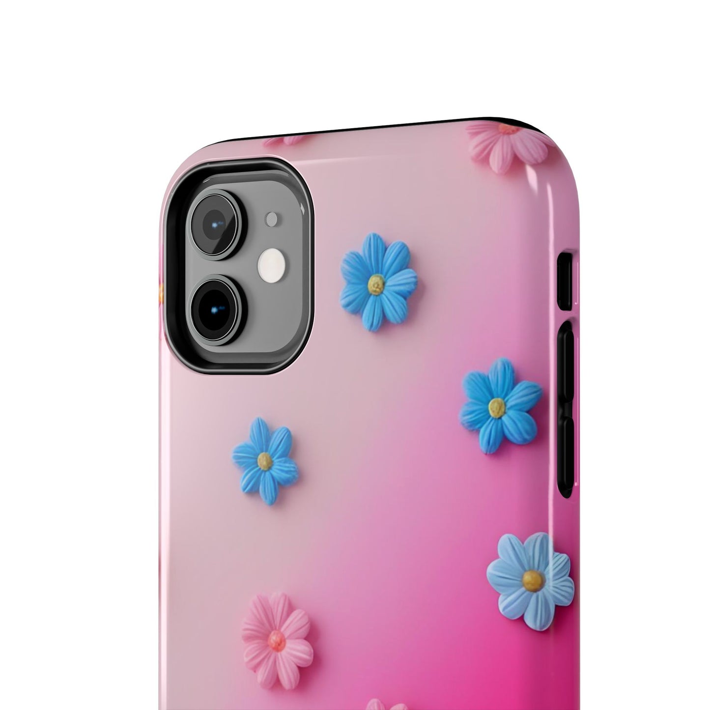 Phone Case - 3D Flowers on Pink Ombre Design