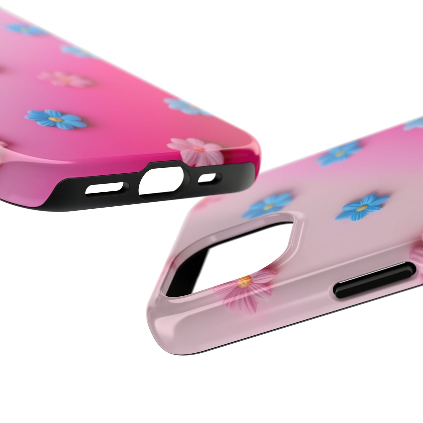 Phone Case - 3D Flowers on Pink Ombre Design