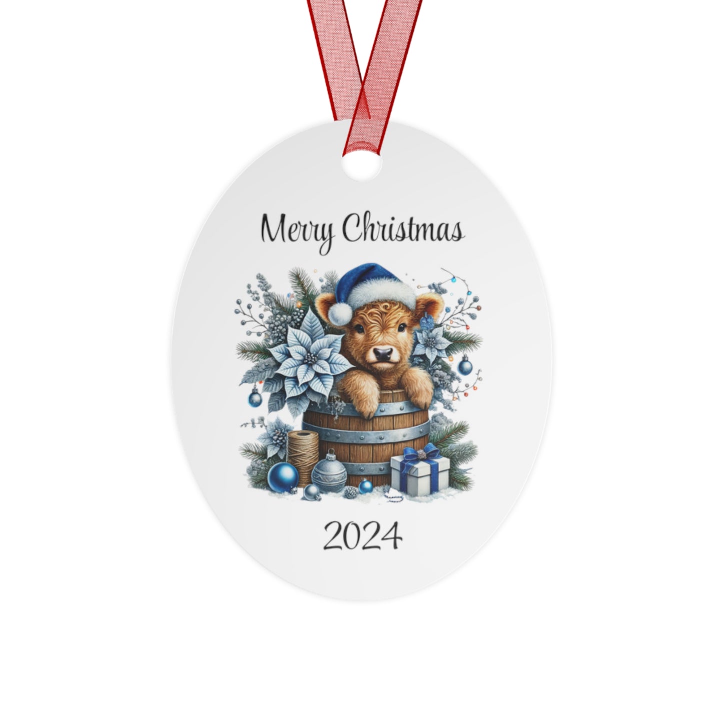 Ornament Highland Calf Christmas Decoration - Blue