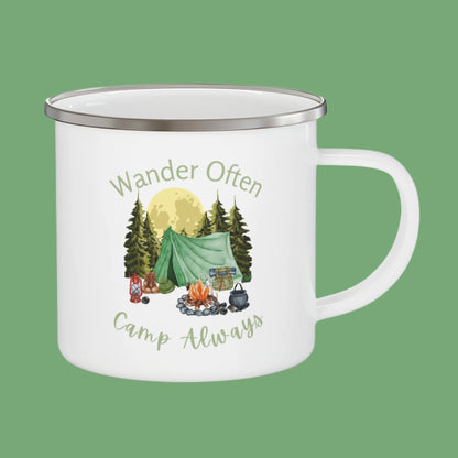 "Wander more, Camp Always" Enamel Camping Mug