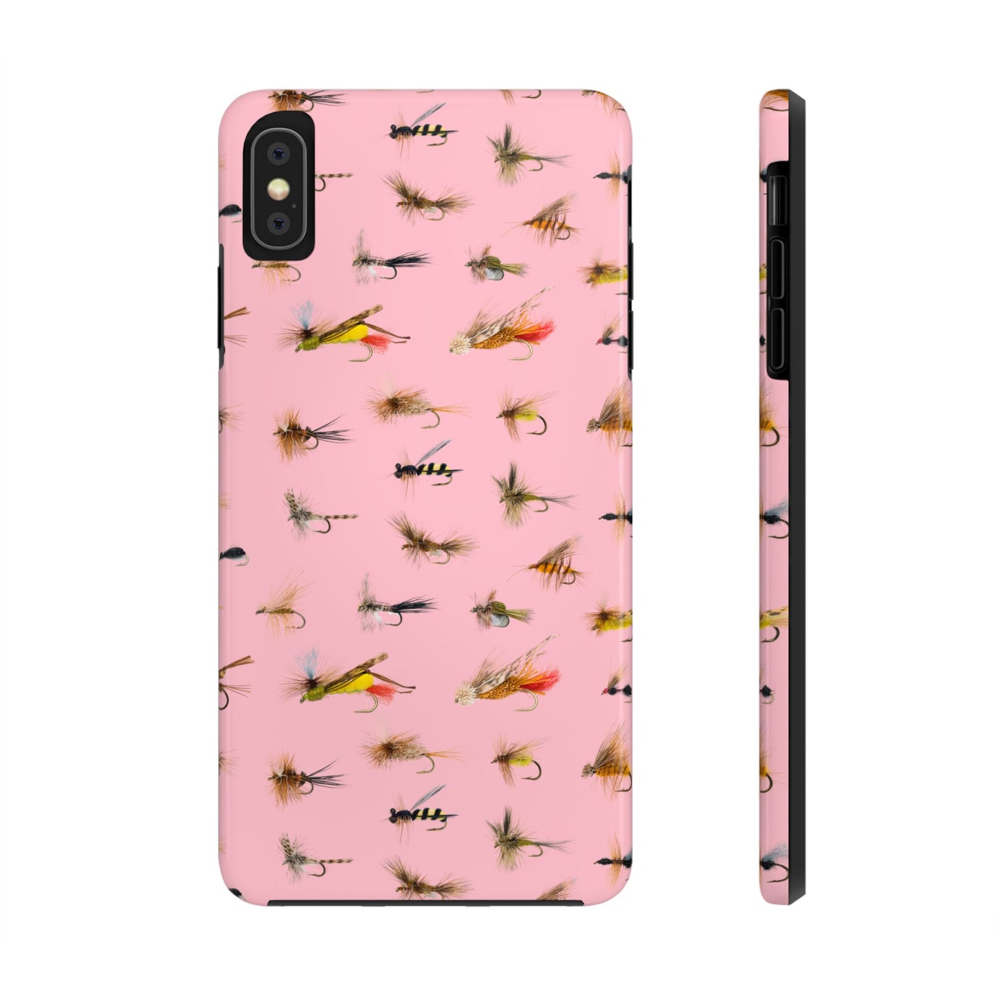 Dry Fly Fishing Lures in Pink Tough Phone Case for iPhone and Samsung Smartphones