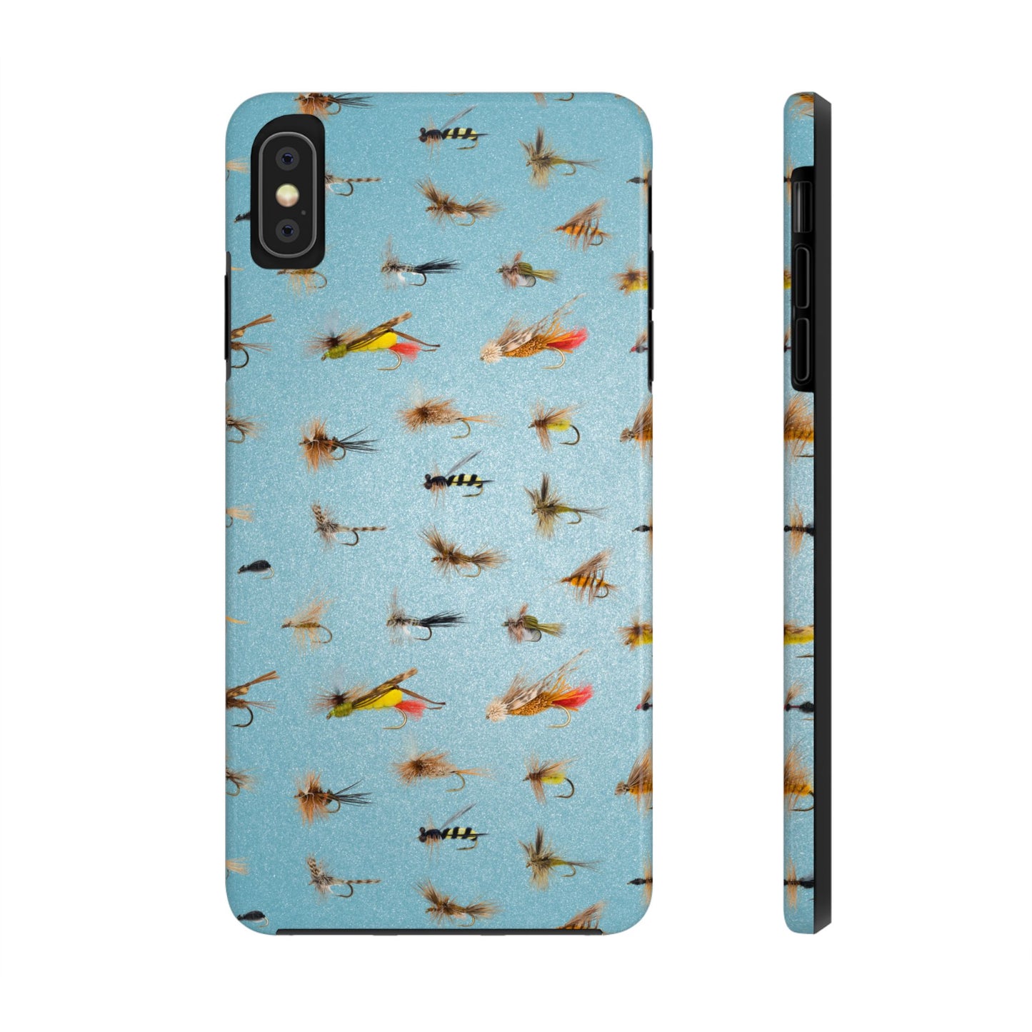 Dry Fly Fishing Lures in Light Blue Tough Phone Case for iPhone and Samsung Smartphones