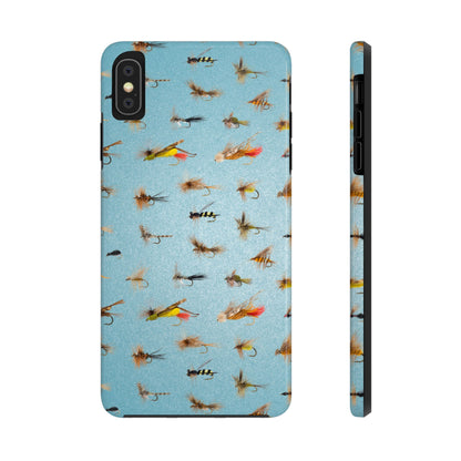 Dry Fly Fishing Lures in Light Blue Tough Phone Case for iPhone and Samsung Smartphones