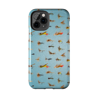 Dry Fly Fishing Lures in Light Blue Tough Phone Case for iPhone and Samsung Smartphones