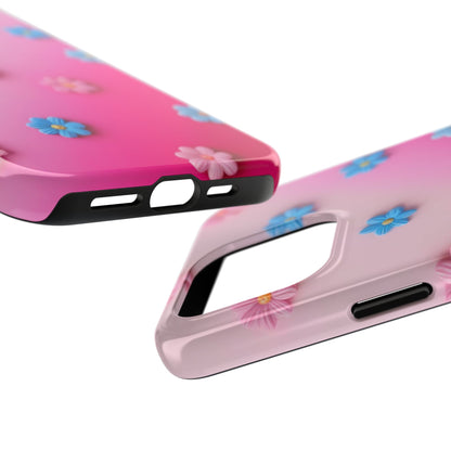 Phone Case - 3D Flowers on Pink Ombre Design