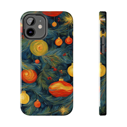 Christmas Tree and Ornaments Whimsical Art- Tough Phone Case for iPhones and Samsung Smartphones