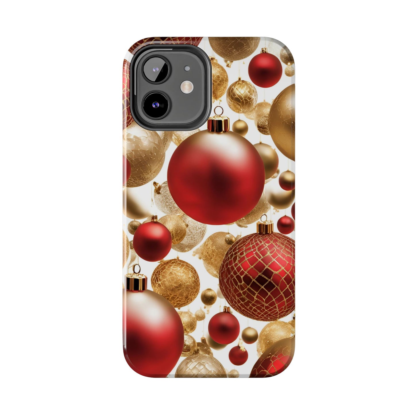 Red and Gold Christmas Ornaments - Tough Phone Case for iPhone and Samsung Smartphones