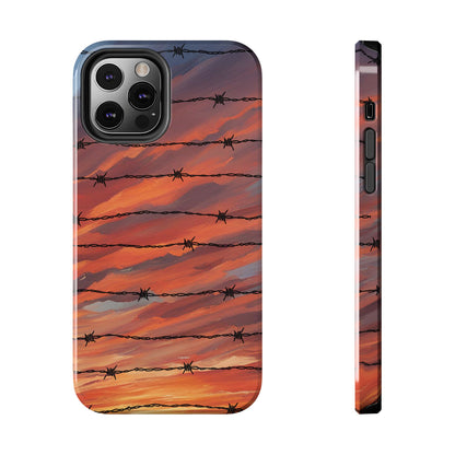 Barbed Wire at Sunset Tough Phone Case for iPhone and Samsung Smartphones