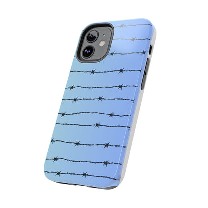 Barbed Wire on Blue - Tough Phone Case for iPhone and Samsung Phone Cases