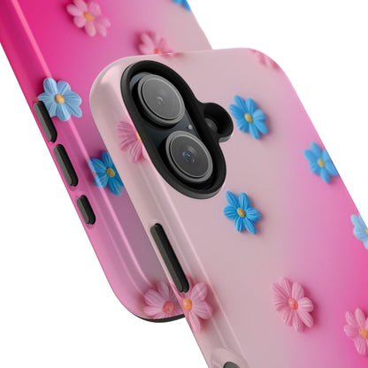 Phone Case - 3D Flowers on Pink Ombre Design