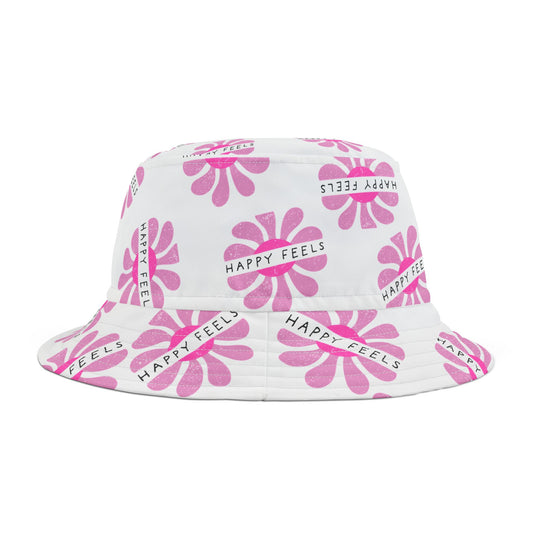 Bucket Hat - Happy Feels Retro Vibe in Pink