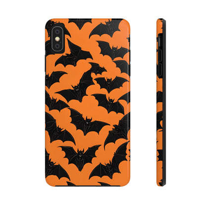 Phone Case Halloween Bats on Orange - Tough Phone Case for iPhones and Samsung Smartphones