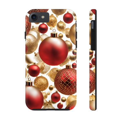 Red and Gold Christmas Ornaments - Tough Phone Case for iPhone and Samsung Smartphones