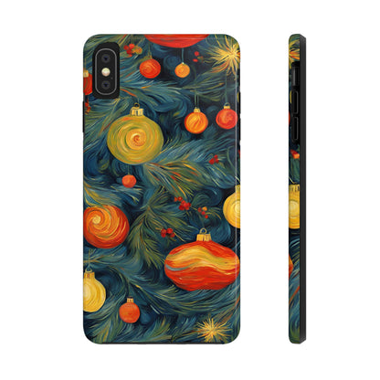 Christmas Tree and Ornaments Whimsical Art- Tough Phone Case for iPhones and Samsung Smartphones