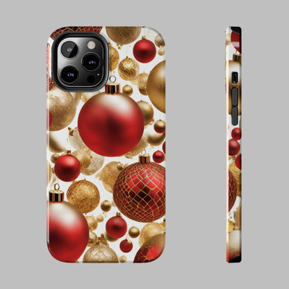 Red and Gold Christmas Ornaments - Tough Phone Case for iPhone and Samsung Smartphones