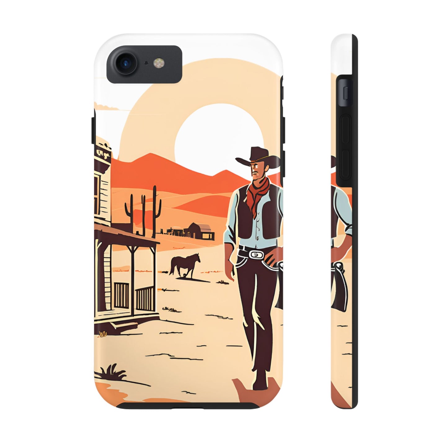 Retro Western Old West Design -Tough Phone Case for iPhone and Samsung Smartphones