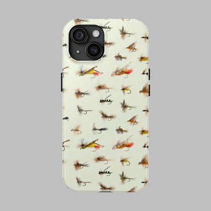 Dry Fly Fishing Lures in Cream  Tough Phone Case for iPhone and Samsung Smartphones