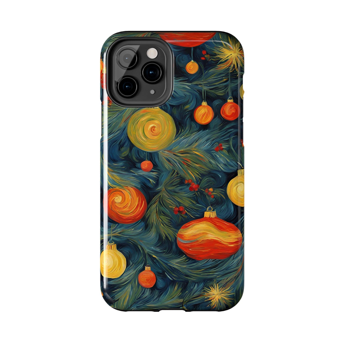 Christmas Tree and Ornaments Whimsical Art- Tough Phone Case for iPhones and Samsung Smartphones