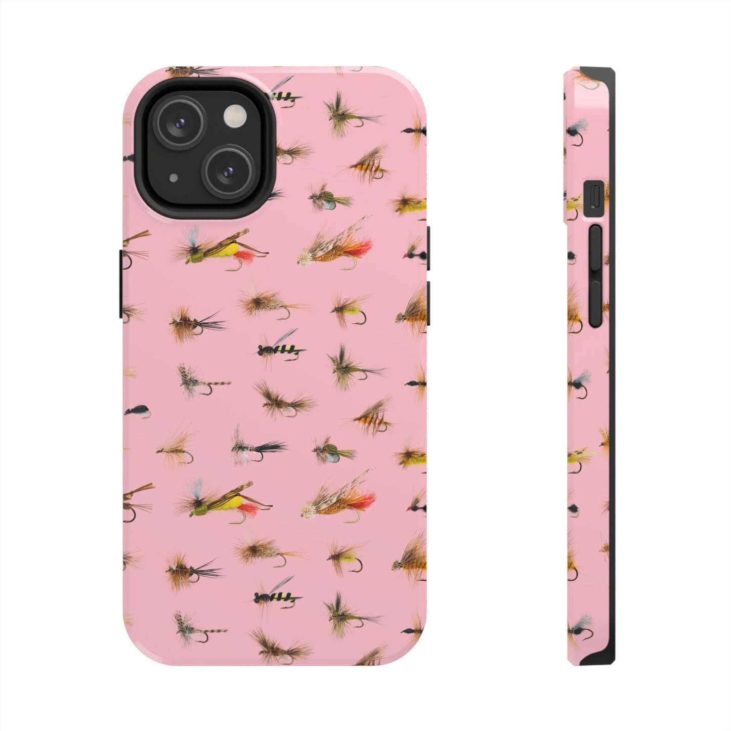 Dry Fly Fishing Lures in Pink Tough Phone Case for iPhone and Samsung Smartphones