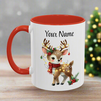 Personalized Coffee Mug Vintage Reindeer Design (11oz or 15oz) Christmas Mug - Design #4