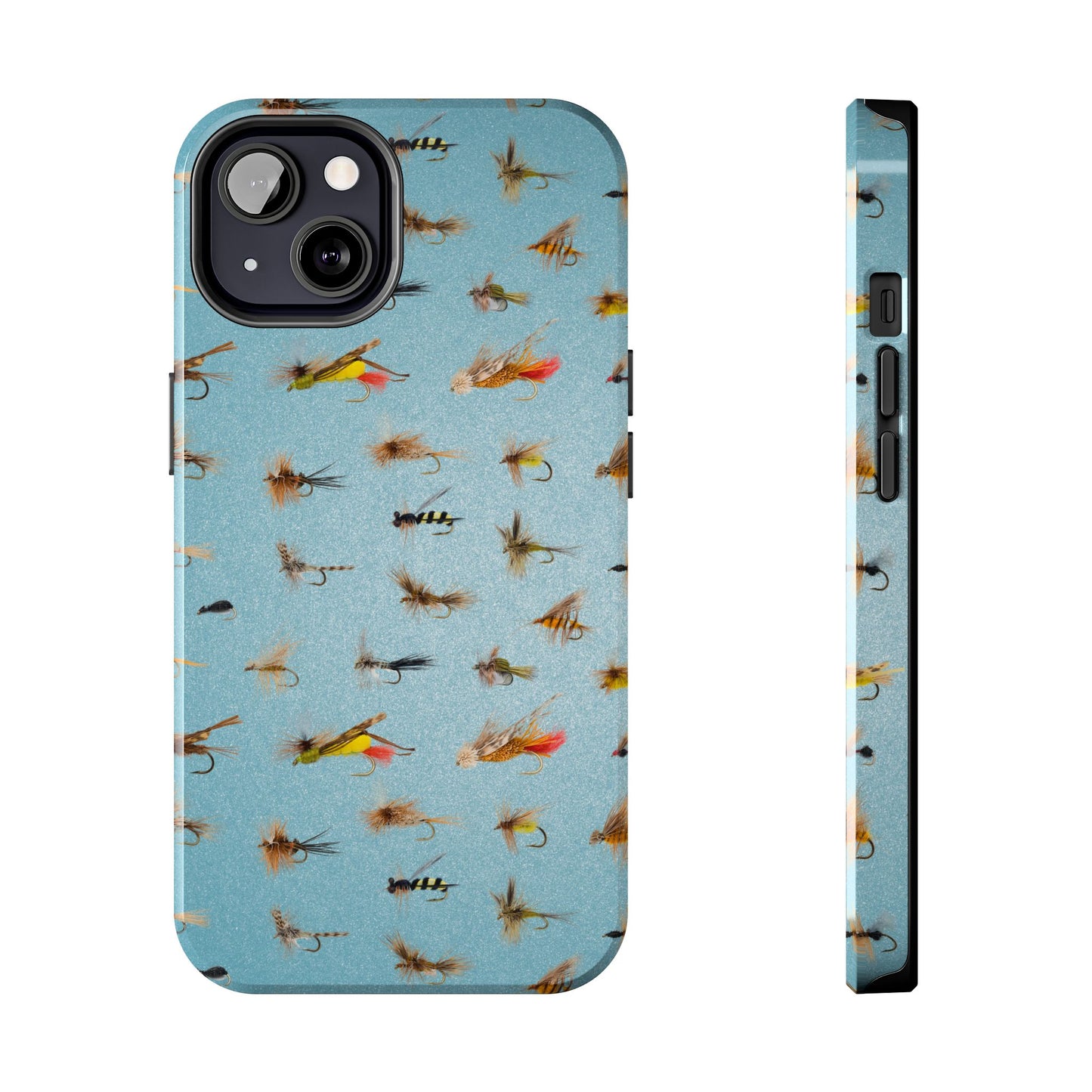 Dry Fly Fishing Lures in Light Blue Tough Phone Case for iPhone and Samsung Smartphones