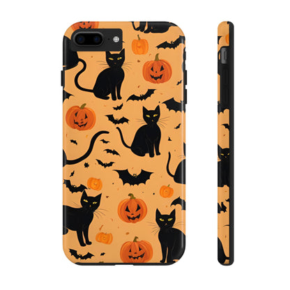 Halloween Black Cats and Pumpkins - Tough Phone Case for iPhones and Samsung Smartphones