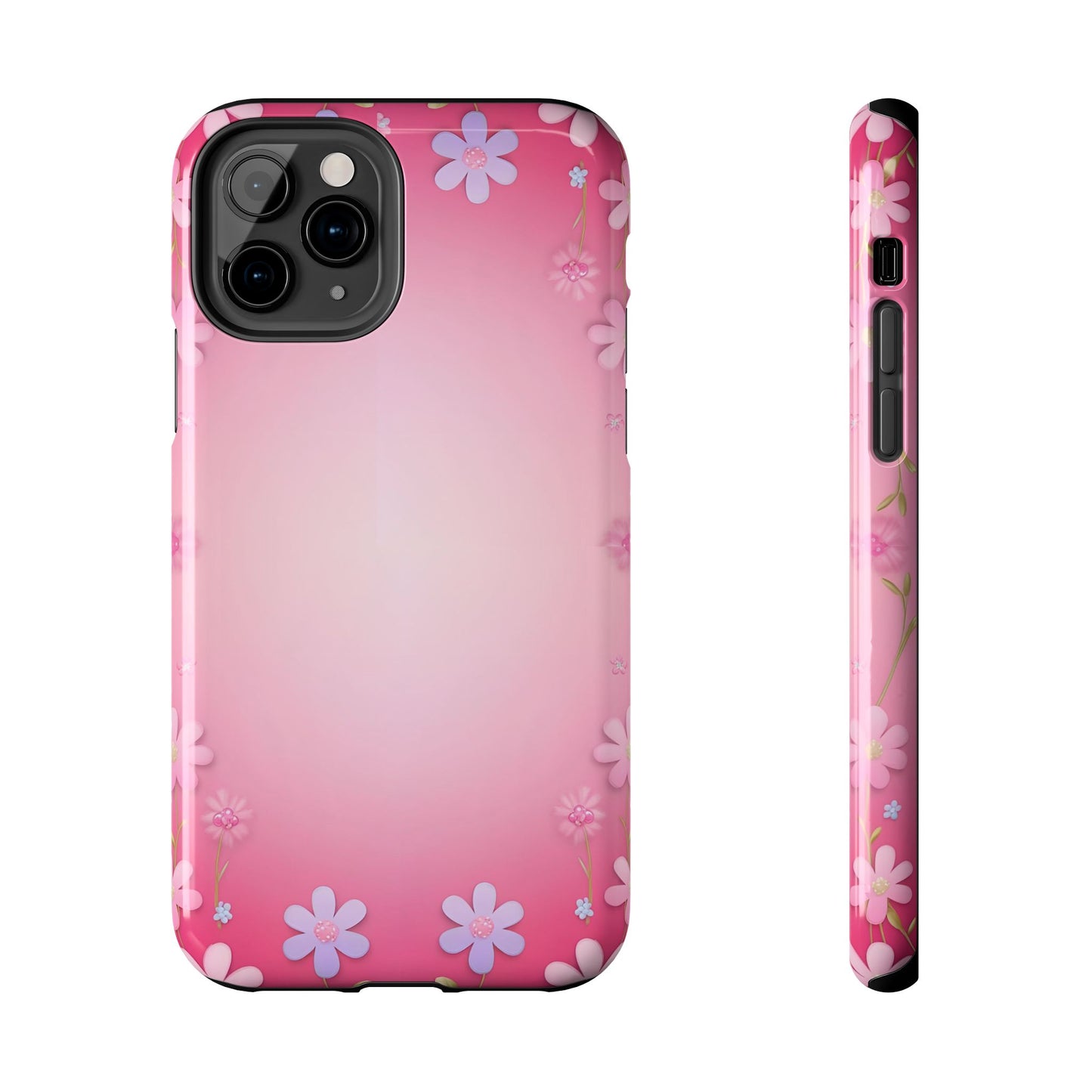 Phone Case - Flowers on Pink Ombre Design