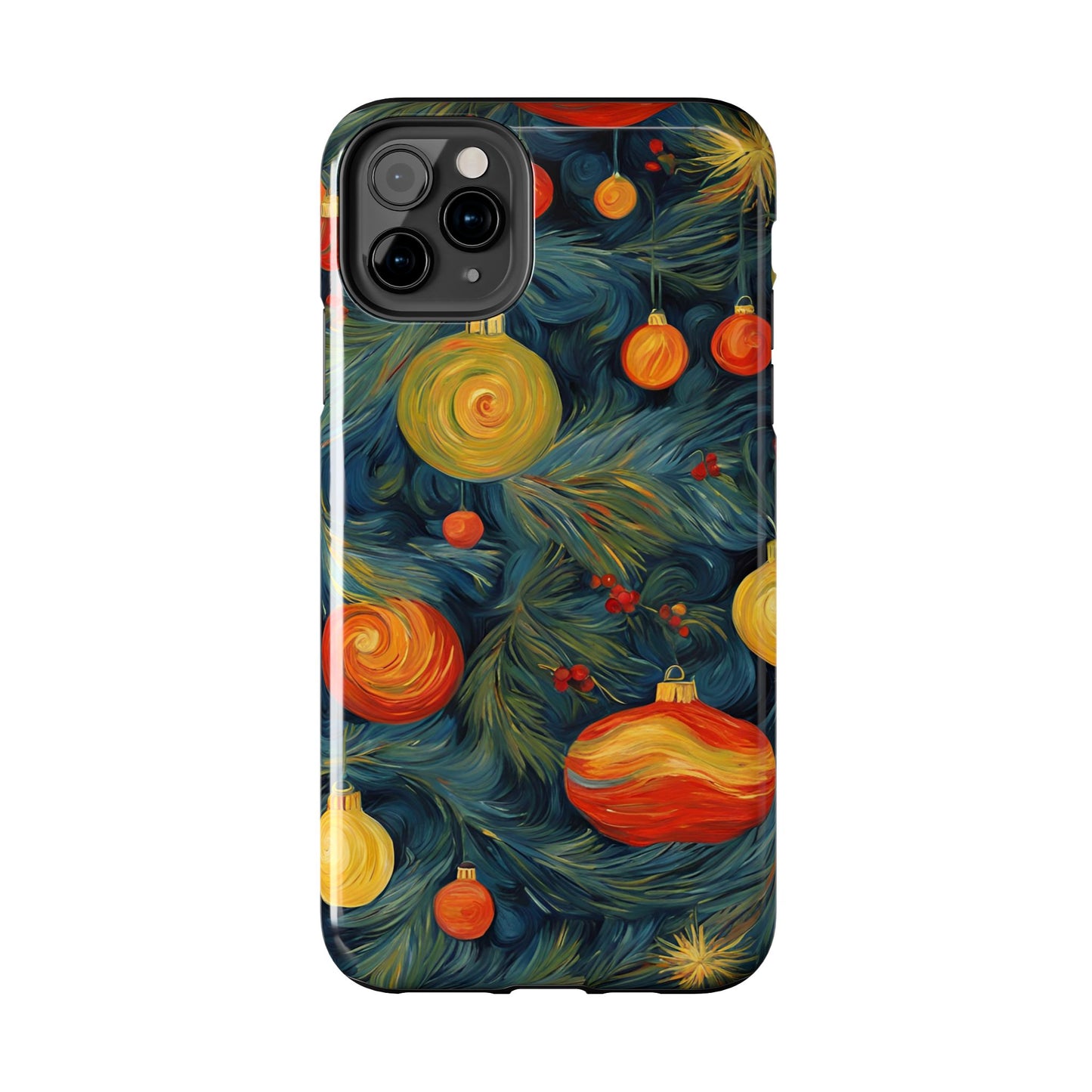 Christmas Tree and Ornaments Whimsical Art- Tough Phone Case for iPhones and Samsung Smartphones