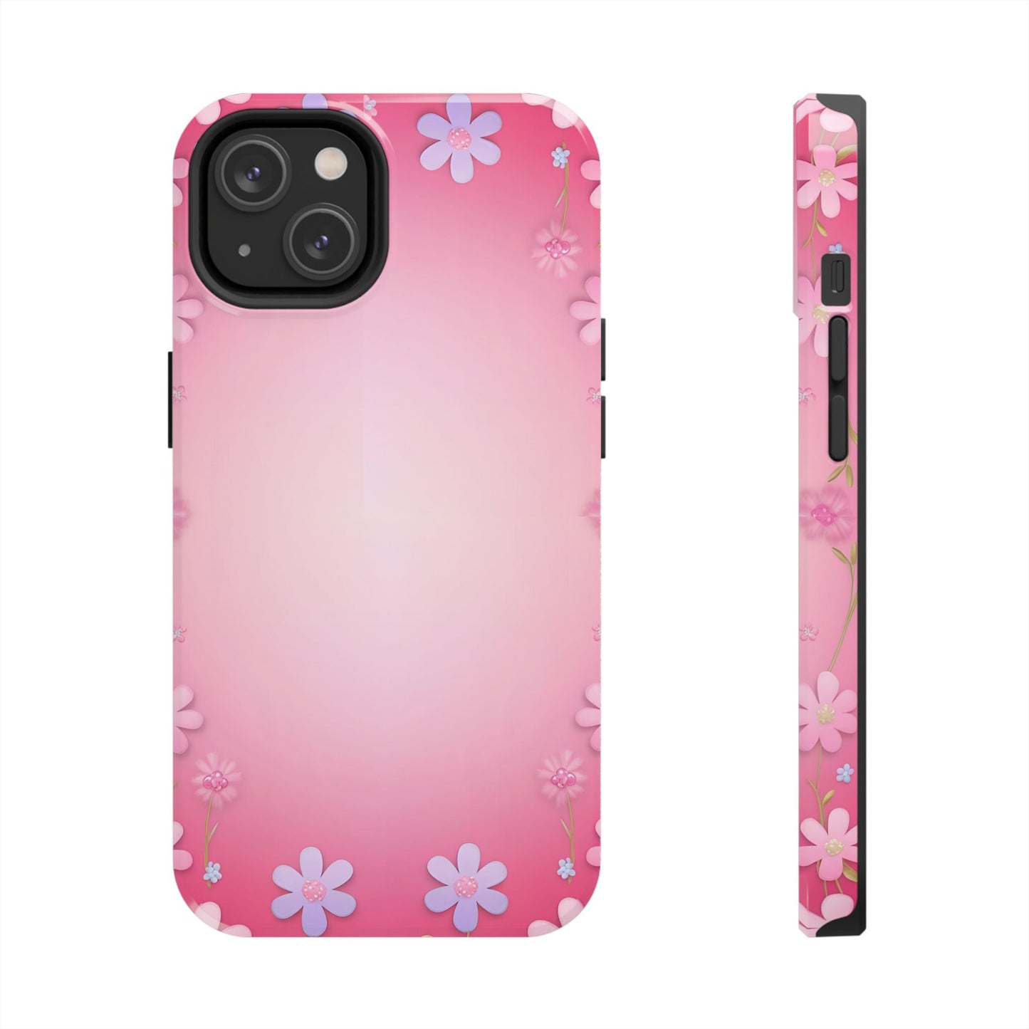 Phone Case - Flowers on Pink Ombre Design