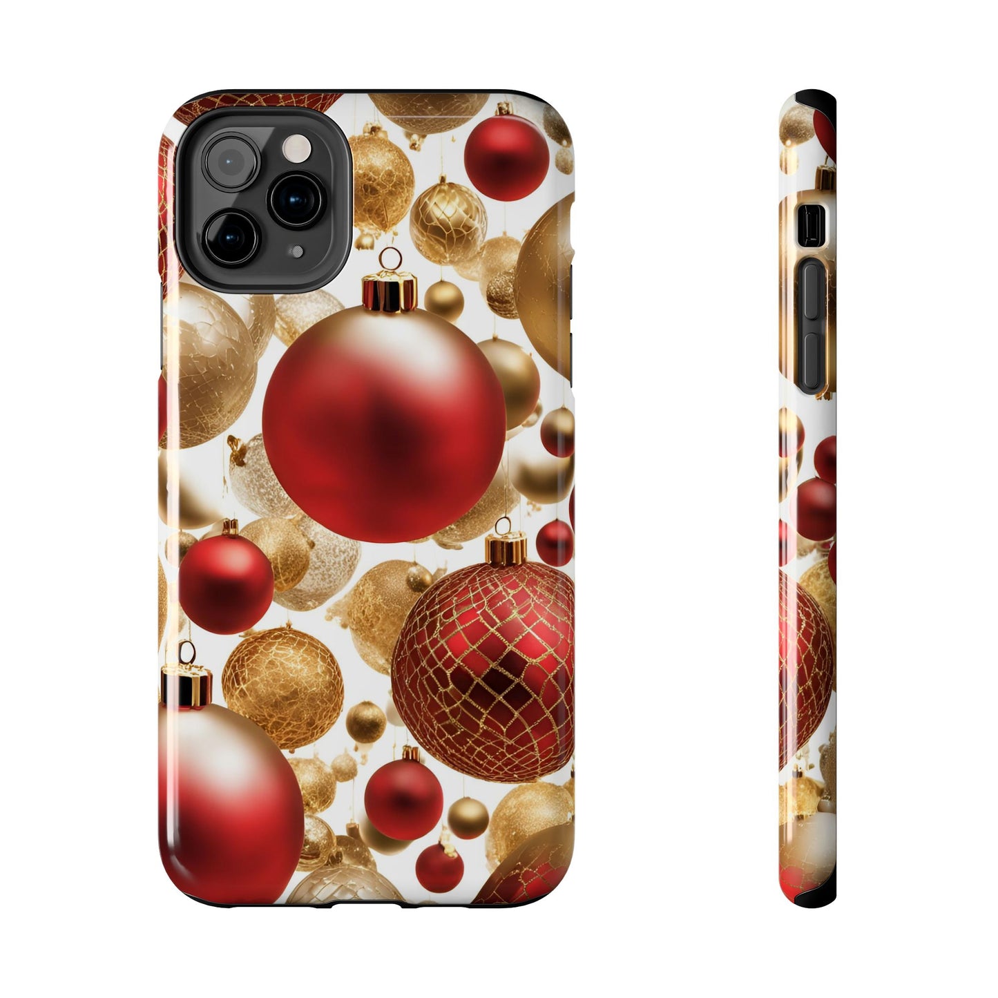 Red and Gold Christmas Ornaments - Tough Phone Case for iPhone and Samsung Smartphones